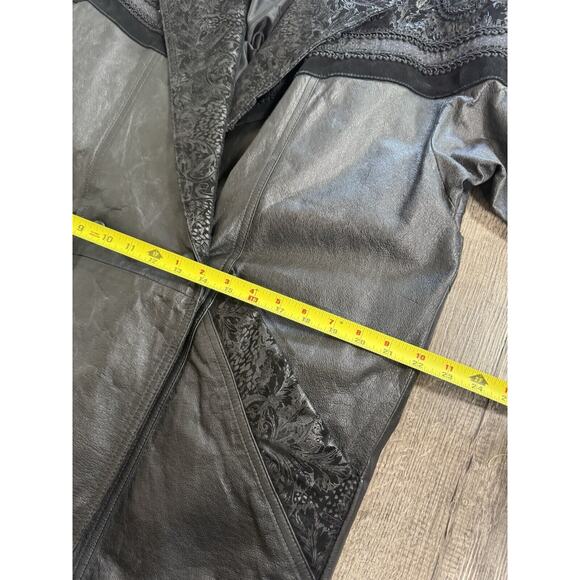 Vintage 80s 90s Oversized Real Leather Jacket Suede Detail Paisley Retro M/L - Picture 9 of 14